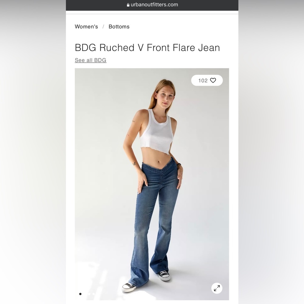 BDG Rouched V Front Flare Jean